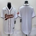 Nike Cleveland Browns blank white baseball jerseys Joint name-BD