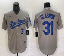 New Los Angeles Dodgers #31 Tyler Glasnow gray majestic baseball jerseys 11