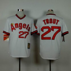 Anaheim Angels Mike Trout #27 White throwback MLB Jerseys