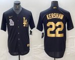 Nike Los Angeles Dodgers #34 Fernando Valenzuela black gold majestic baseball Jersey -BD 01