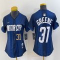 Women Nike Detroit Tigers #31 Riley Greene blue Majestic baseball jerseys city version 02