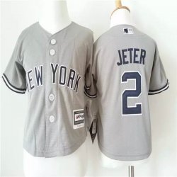 New York Yankees Derek Jeter 2# youth gray majestic baseball jerseys