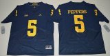 2016 Jordan Brand Michigan Wolverines Jabrill Peppers 5 College Football Elite Jersey - Navy Blue