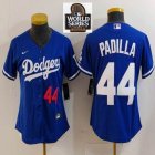 Women Nike Los Angeles Dodgers#44 Padilla blue majestic baseball Jersey-BD 01