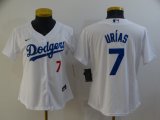 Los Angeles Dodgers #7 Julio Urias white Women majestic baseball jersey