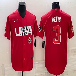 2023 World Cup #3 Mookie Betts red USA majestic baseball jerseys 11