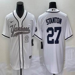 Nike New York Yankees #27 Giancarlo Stanton white majestic baseball Jersey Joint name 01