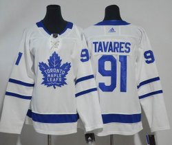 Youth Adidas Toronto Maple Leafs #91 John Tavares white hockey jersey