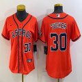 Women Nike Houston Astros #30 Kyle Tucker orange baseball jerseys -BD