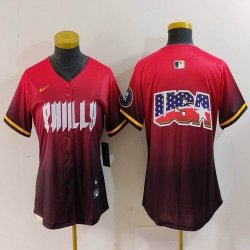 Women Nike Philadelphia Phillies blank red majestic baseball jersey city version 02