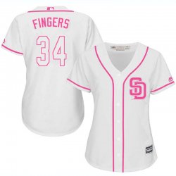 2017 Women San Diego Padres #34 Rollie Fingers white majestic mlb jersey