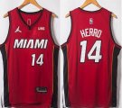 Jordan Logo Miami Heat #14 Tyler Herro red nba basketball jerseys 75th -XD