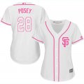 2017 Women San Francisco Giants 28 Buster Posey white majestic mlb jersey