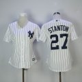 Women New York Yankees #27 Giancarlo Stanton white Majestic baseball Jersey