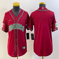 Youth 2023 World Cup Mexico blank red majestic baseball jerseys 11