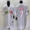 2023 World Cup Mexico #7 Julio Urias white majestic baseball jerseys 79