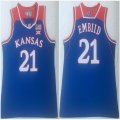 Kansas Jayhawks #21 Joel Embiid blue college basketball jersey