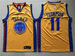 Nike Golden State Warriors #11 Klay Thompson yellow basketball jersey