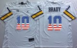 Michigan Wolverines Tom Brady 10 USA Flag College Football Elite Jersey - White