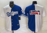 Los Angeles Dodgers blank Nike white blue splits majestic baseball Jersey USA logo 01