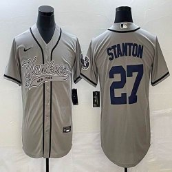 Nike New York Yankees #27 Giancarlo Stanton gray majestic baseball Jersey Joint name 02