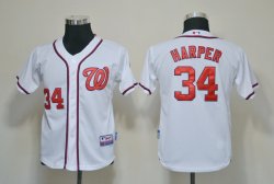 MLB Youth Jerseys Washington Nationals 34 Harper White