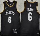 Nike Los Angeles Lakers #6 LeBron James black basketball jersey 75th-XD