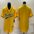 Nike Green Bay Packers blank yellow baseball jerseys Joint name-BD