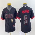 Women Nike Cincinnati Reds #9 Mclain black majestic baseball jerseys Joint name-BD 02