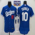 Nike Los Angeles Dodgers #10 Justin Turner blue Flexbase Authentic Collection Jersey 2020 Dodger World Series Champions