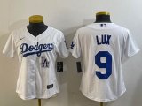 Youth Nike Los Angeles Dodgers #9 Gavin Lux white MLB baseball Jersey-BD 01