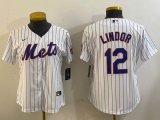 Women Nike New York Mets #12 Francisco Lindor white majestic mlb jerseys majestic baseball jerseys