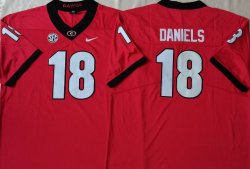 Georgia Bulldogs #18 JT Daniels red Game College Football Jerseys-PNS