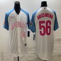 2023 World Cup Mexico #56 Randy Arozarena white skyblue majestic baseball jerseys 02