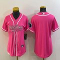 Women Nike Carolina Panthers blank pink baseball jerseys Joint name-BD