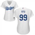 Women Los Angeles Dodgers 99# Hyun-Jin Ryu white majestic baseball jersey