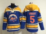 New York Mets #5 David Wright blue yellow Baseball Hooded Sweatshirt