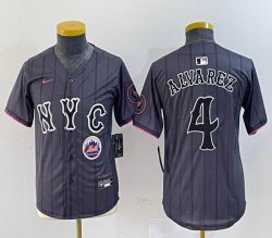 Youth Nike New York Mets #4 Yordan Alvarez gray majestic majestic baseball jerseys city version 03