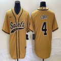 Nike New Orleans Saints #4 Derek Carr Carbon yellow Color Rush Limited Jersey Joint name-BD