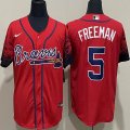 Nike Atlanta Braves 5 Freddie Freeman red new majestic baseball jersey-WL