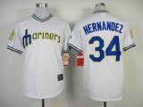 Seattle Mariners 34 Felix Hernandez white M&N basebal jerseys