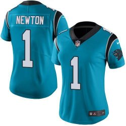 Women Nike Panthers #1 Cam Newton blue Color Rush Limited Jersey