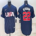 2023 World Cup #22 Clayton Kershaw blue USA majestic baseball jerseys 07