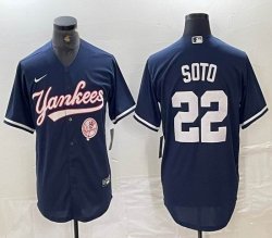 Nike New York Yankees #22 Juan Soto blue MLB baseball Jersey Joint name -BD 03