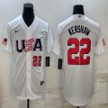 2023 World Cup #22 Clayton Kershaw white USA majestic baseball jerseys 05