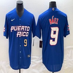 Puerto Rico #9 Baseball Javier Báez blue 2023 World Baseball Classic Replica Player Jersey