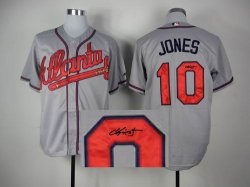 Atlanta Braves 10# Chilpper Jones gray mlb signature jersey