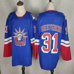 New York Rangers #31 Igor Shesterkin blue red hockey jersey -FH