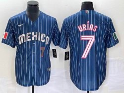 2023 World Cup Mexico #7 Julio Urias blue majestic baseball jerseys 86