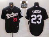 Nike Los Angeles Dodgers #23 Kirk Gibson black majestic baseball jerseys 01